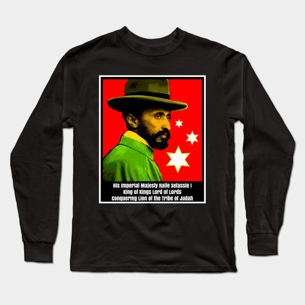 Haile Selassie King Lion Long Sleeve T-Shirt by rastaseed